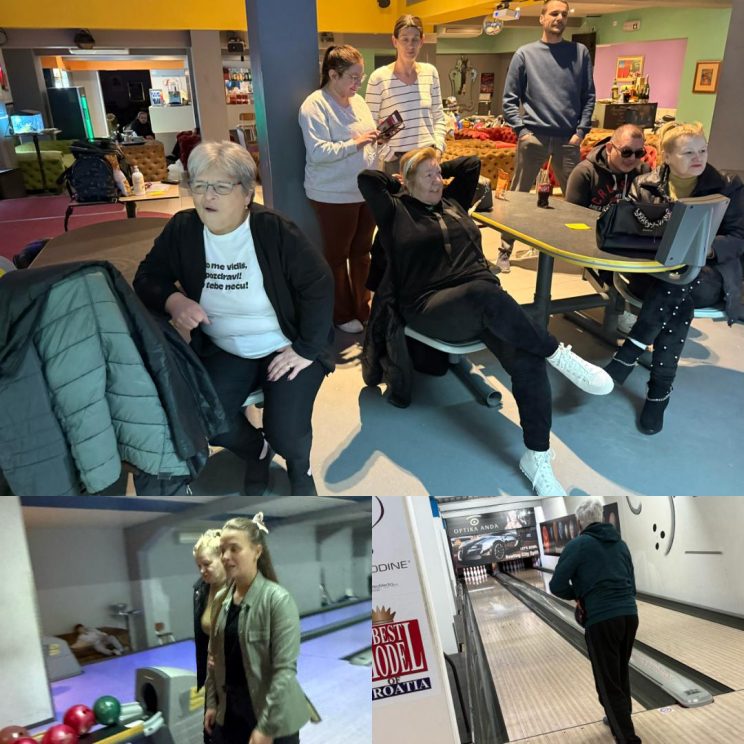 Kolaž fotografija naših članova u kuglani