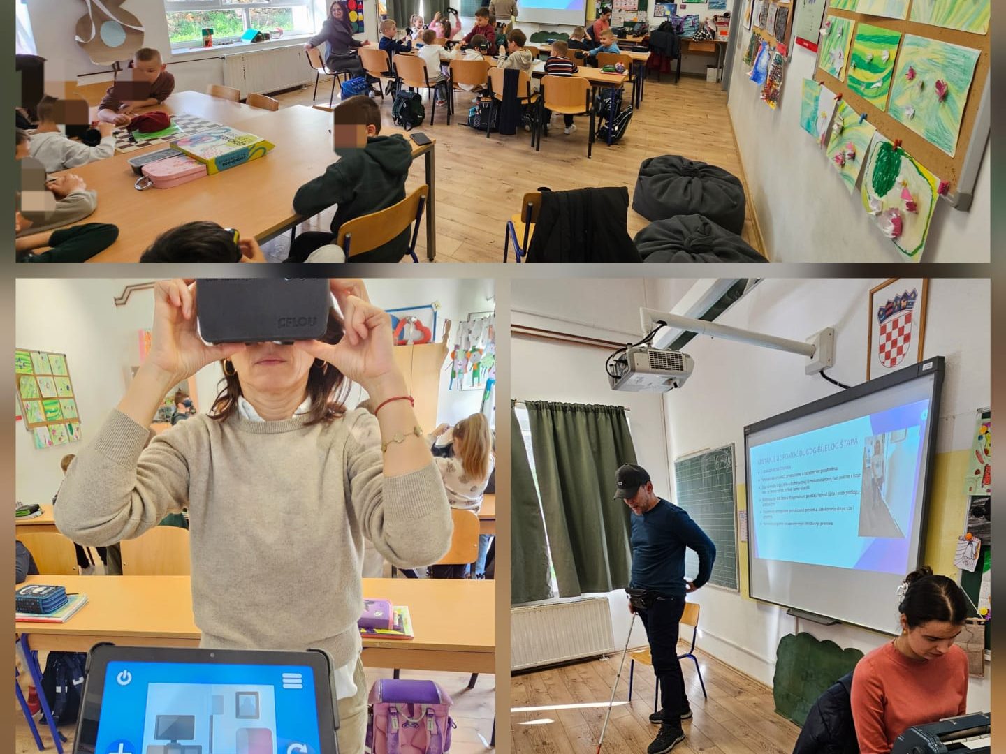 Kolaž fotografija s predavanja u razredu OŠ Tin Ujević, PŠ Grubine