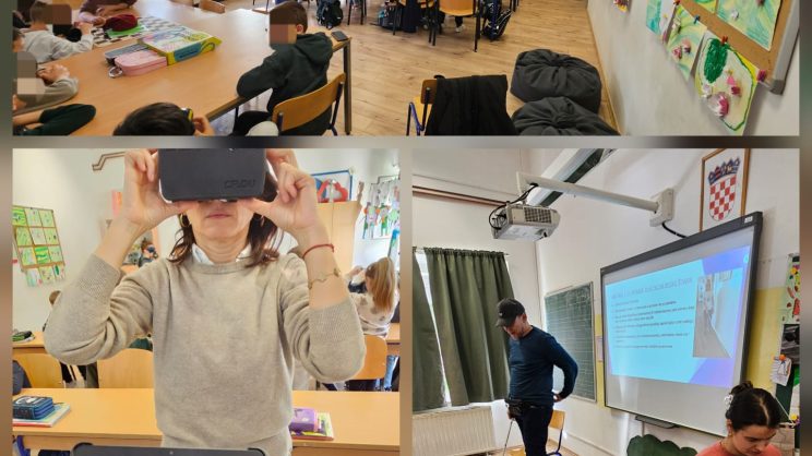 Kolaž fotografija s predavanja u razredu OŠ Tin Ujević, PŠ Grubine